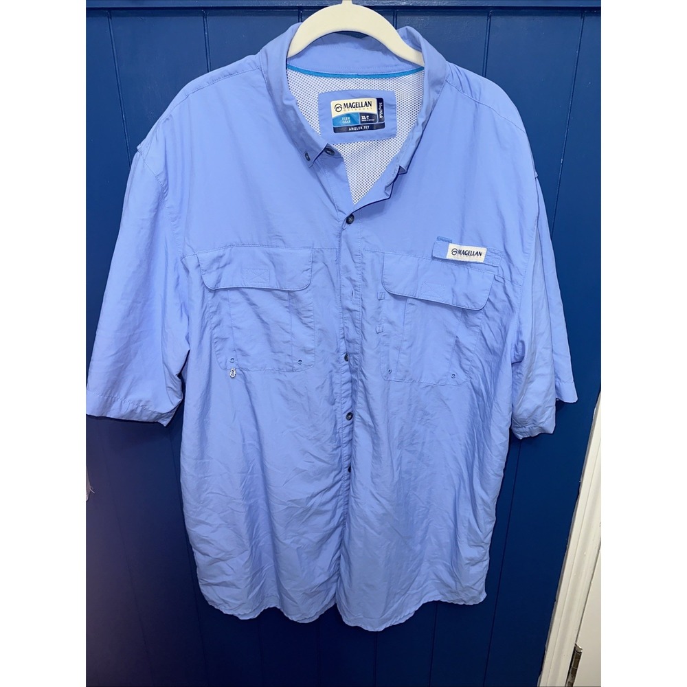 Magellan Fishing Shirt Mens XL-TAngler Fit Mag‎ Wick Vented Blue